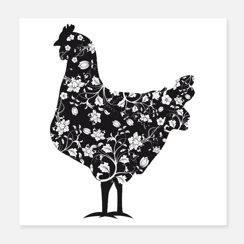 Huhn mit floralem Muster Poster 20x20 cm