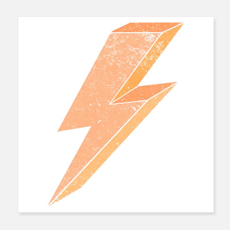 Blitzsymbol in warmem Orange 3D Poster 20x20 cm