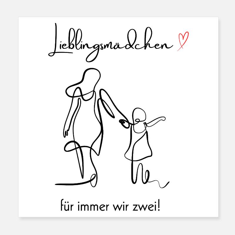 Lieblingsmädchen – Mama & Tochter Illustration mit Poster 20x20 cm
