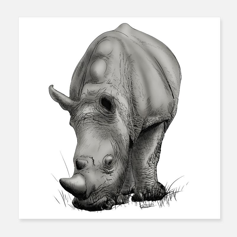 Conception créative réaliste de Rhino Poster 20 x 20 cm