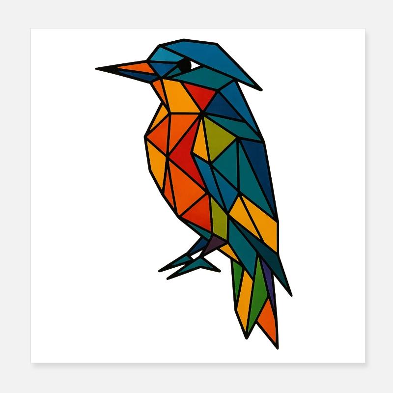Abstract Geometric Bird - Poster 8" x 8" (20x20 cm) - white