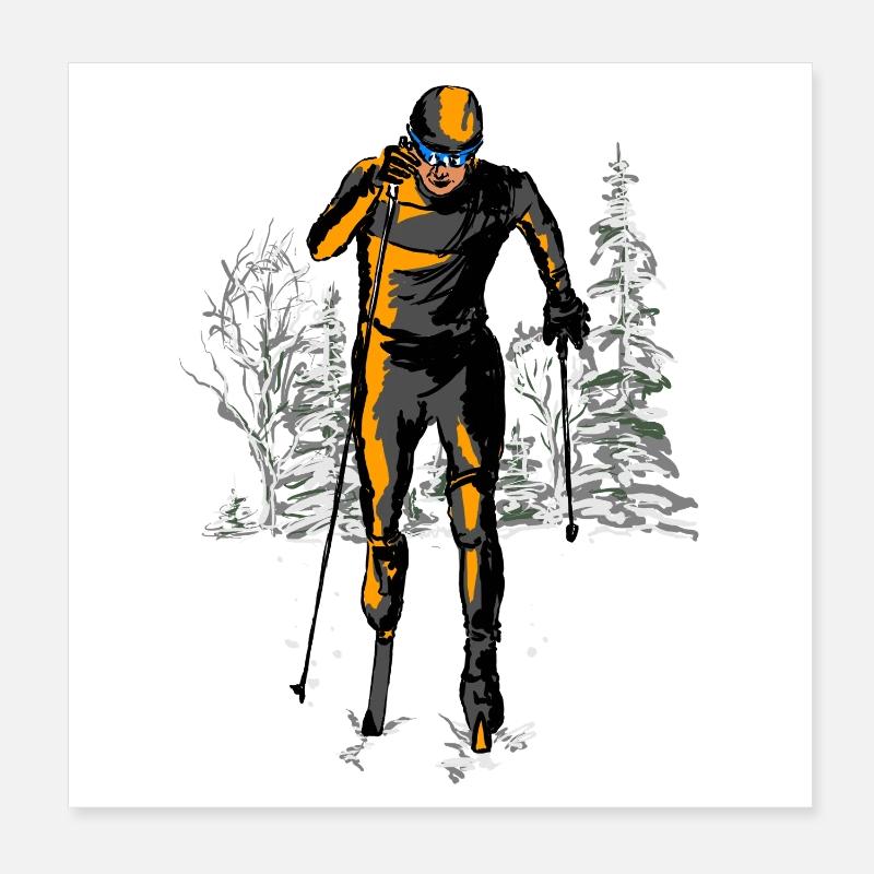 Ski de fond Poster 20 x 20 cm