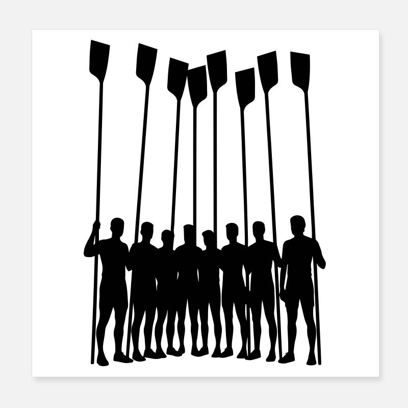 Rowing Team Silhouette – Eight with Straps | Row Poster 8" x 8" (20x20 cm)