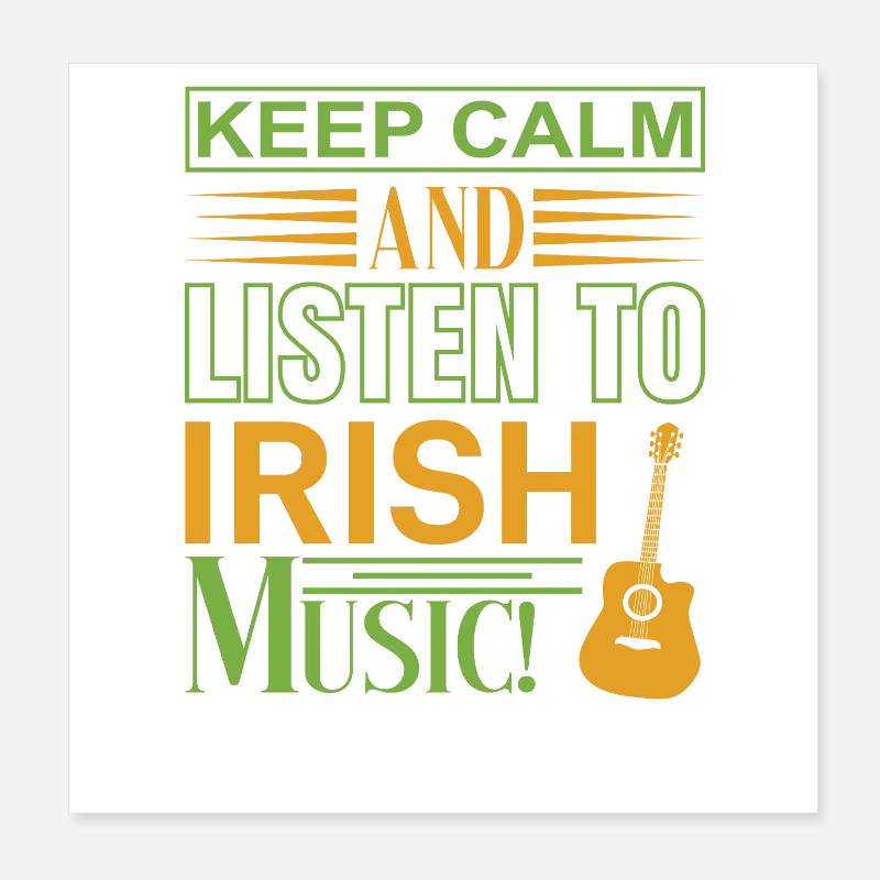 Keep calm listen irish music Poster 8" x 8" (20x20 cm)