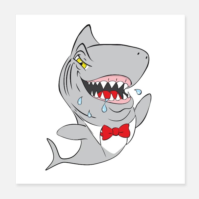 Hai Schnappshark mit roter Fliege Poster 20x20 cm