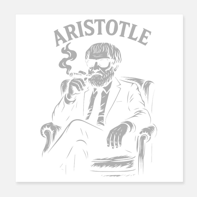 Aristotle Smoking Philosopher Portrait Poster 8" x 8" (20x20 cm)