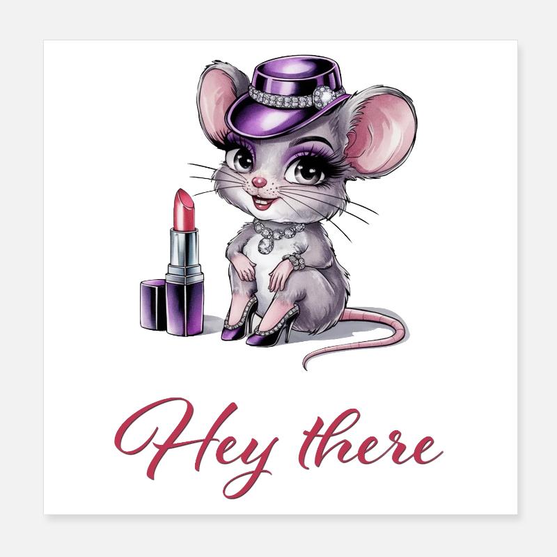 Hot Mouse con Glamour e Rossetto Poster 20x20 cm
