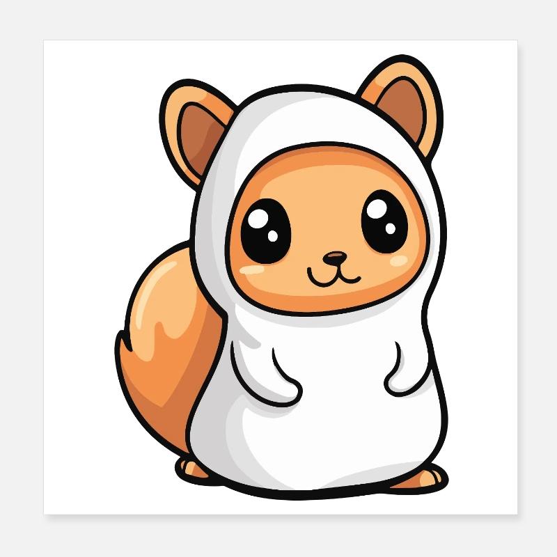 Squirrel Halloween Ghost Poster 8" x 8" (20x20 cm)