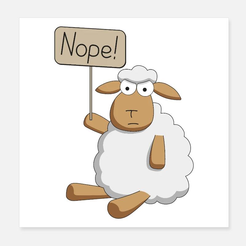 Nope! - protesting sheep Poster 8" x 8" (20x20 cm)