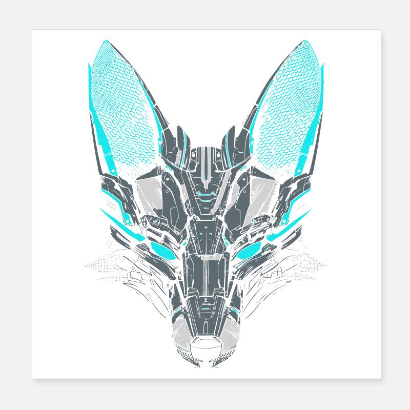 Mecha Fox Poster 8" x 8" (20x20 cm)