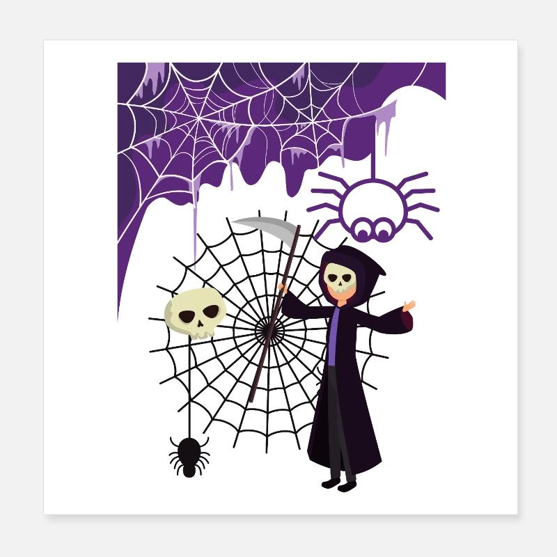 Grim Reaper in the spider's web Poster 8" x 8" (20x20 cm)