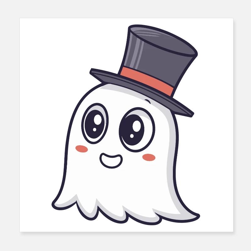 Chic Ghost Top Hat Poster 8" x 8" (20x20 cm)