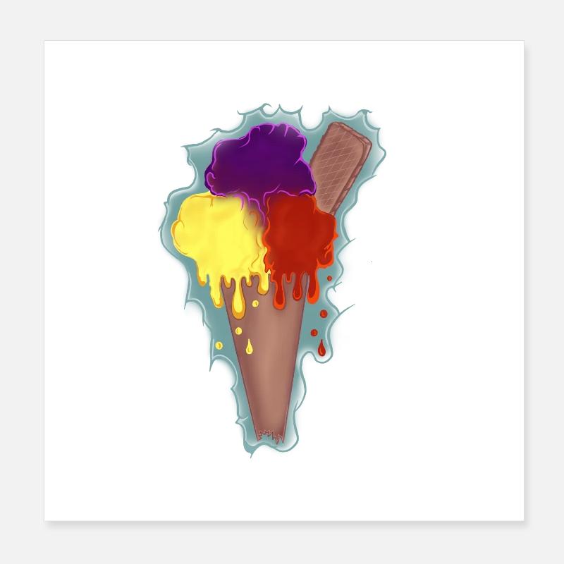 Regenbogen Eis  - Poster 8" x 8" (20x20 cm) - white