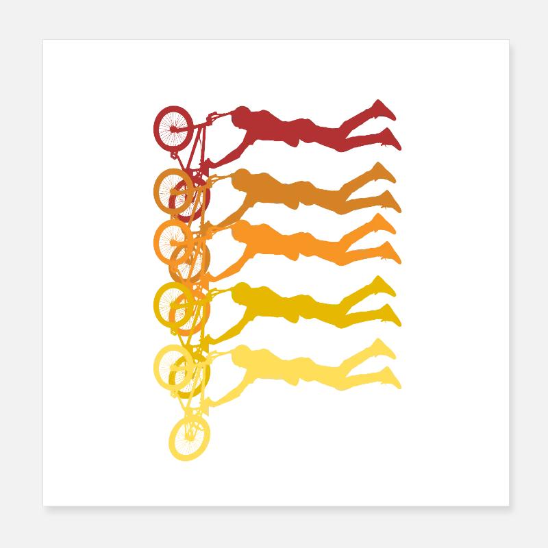 Farbige Radfahrer Silhouetten Poster 20x20 cm