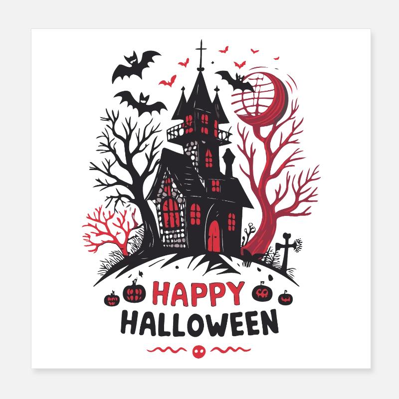 Halloween-Spukhaus Poster 20x20 cm