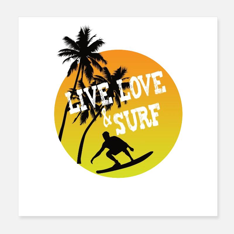 Surf d’amour en direct Poster 20 x 20 cm