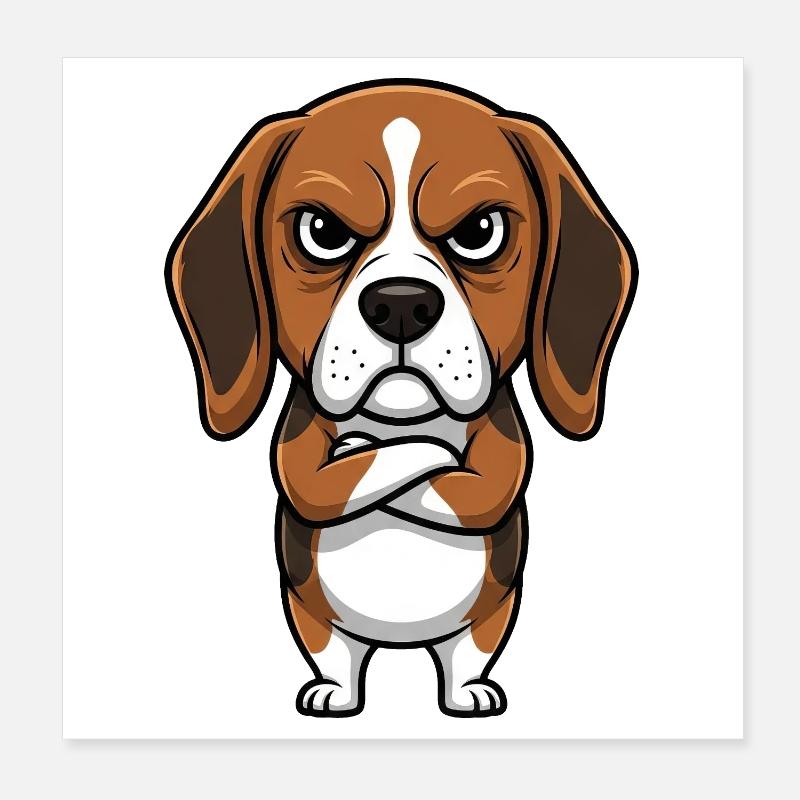 Süßer grimmiger Beagle Cartoon Hund  Poster 20x20 cm