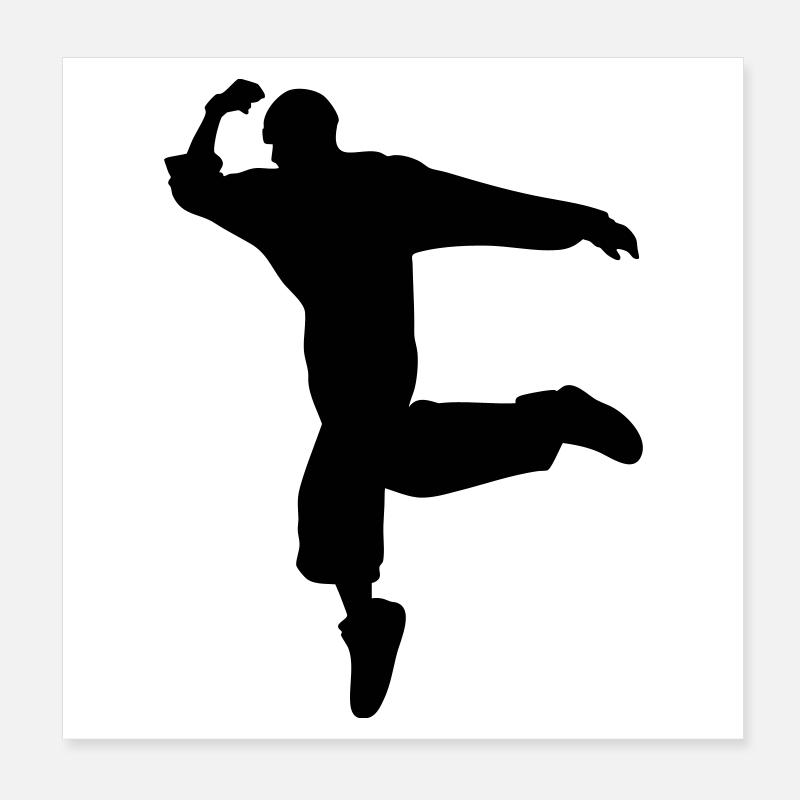 Silhouette B-Boy – Mouvement de breakdance - Poster 20 x 20 cm - blanc