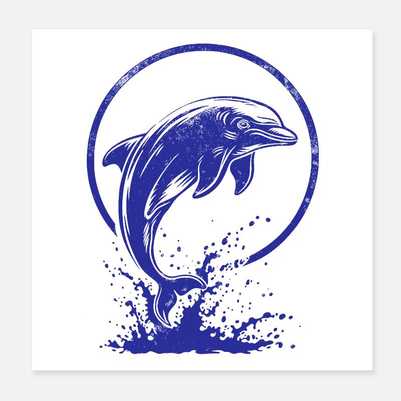 Delfin Logo blau Poster 20x20 cm