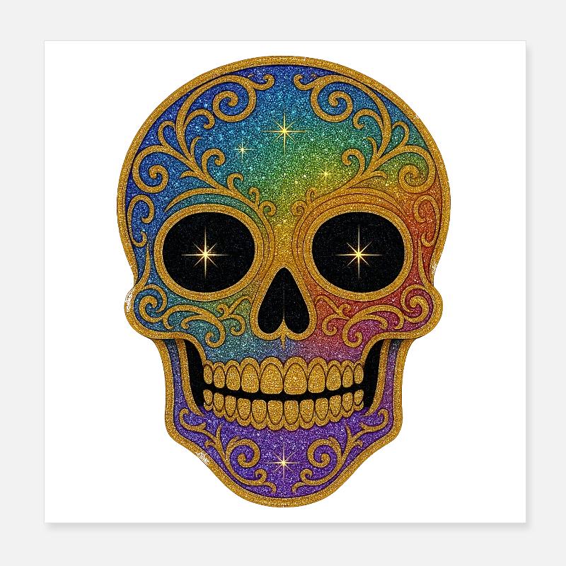Rainbow Skull Design Poster 8" x 8" (20x20 cm)