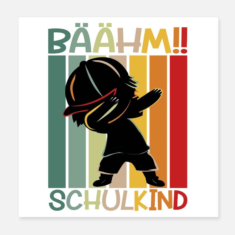 Buntes Schulkind 2026 Schulzeit Schulbeginn Poster 20x20 cm