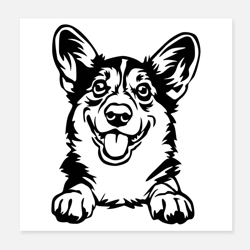 Welsh Corgi Kopf Poster 20x20 cm