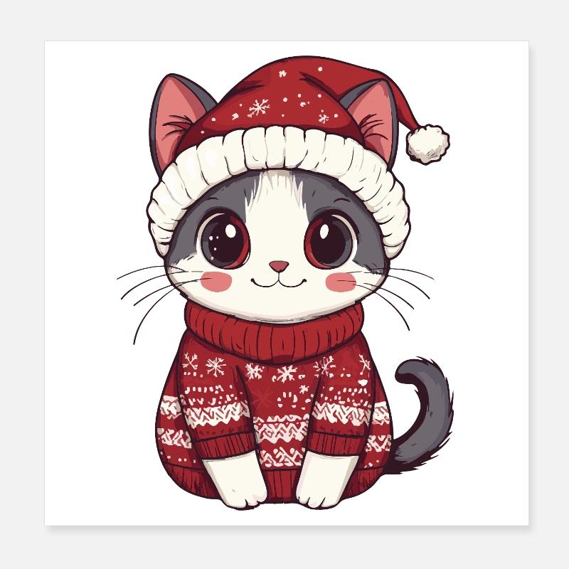 Noël chat Poster 20 x 20 cm