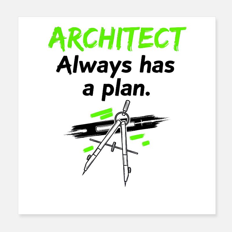 Architect with a plan Poster 8" x 8" (20x20 cm)