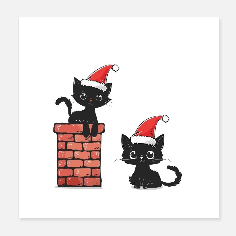 Noël chaton chat motif Noël Poster 20 x 20 cm