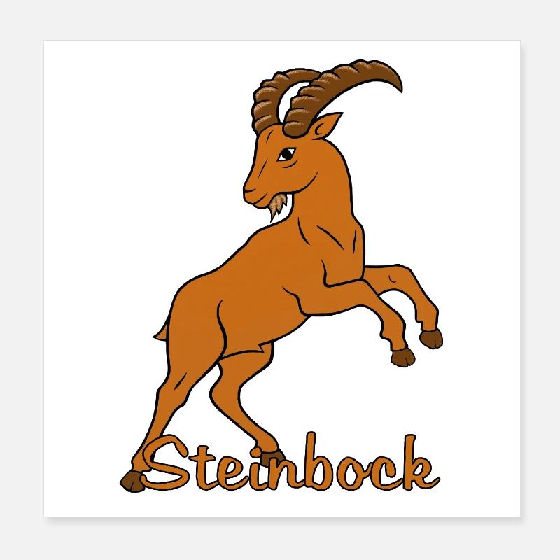 Sternzeichen Steinbock mit Schriftzug Poster 20x20 cm