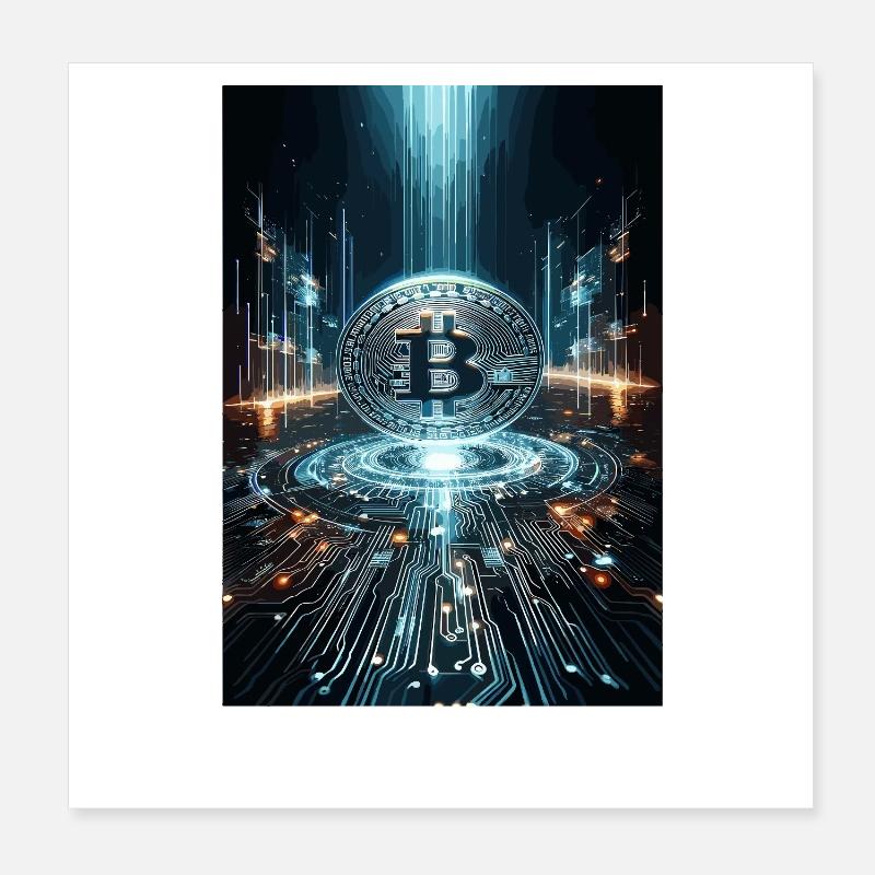 Cyber Bitcoin Vortex – Design futuriste Poster 20 x 20 cm