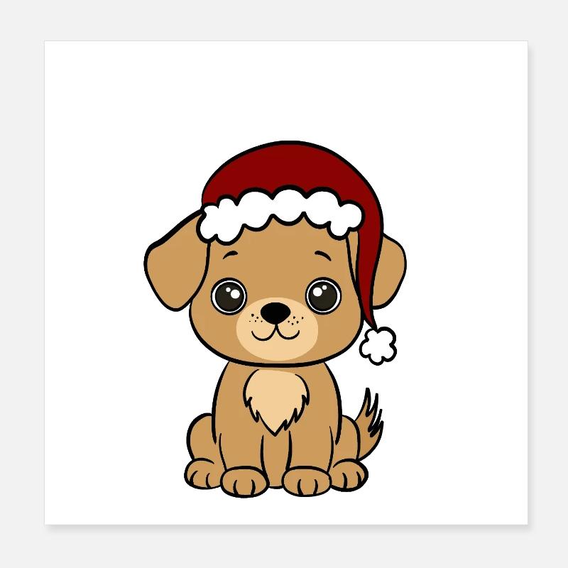 Süßer Santa Hund Poster 20x20 cm