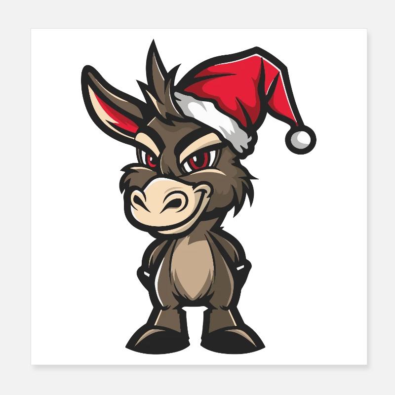 Noël à dos d’âne Poster 20 x 20 cm