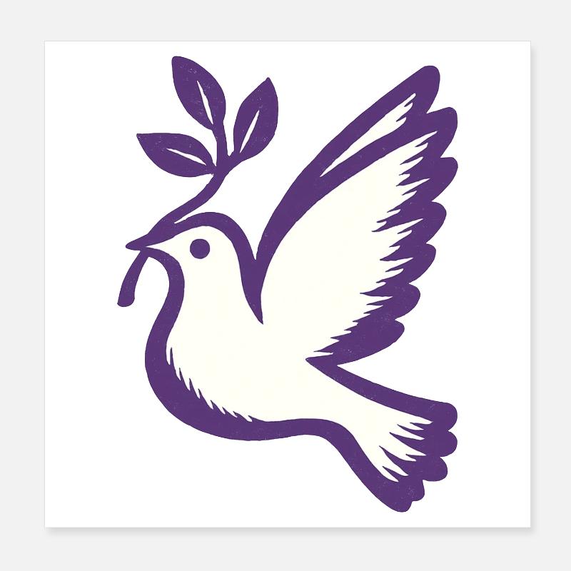 Colombe violette emblème branche d’olivier Poster 20 x 20 cm