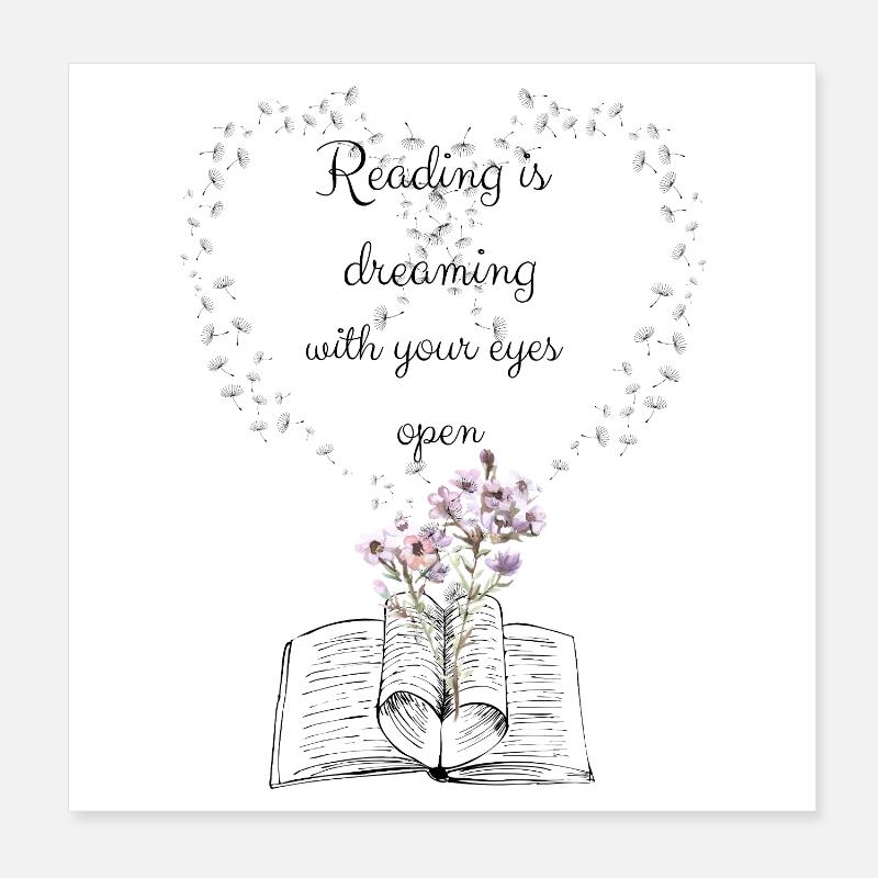Reading is dreaming Poster 20x20 cm