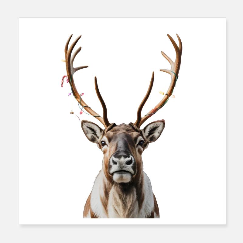 Cerf Rudolph Joyeux Noël doux Poster 20 x 20 cm