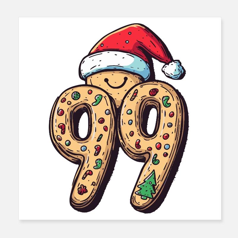 99 Number Biscuit Christmas Poster 8" x 8" (20x20 cm)
