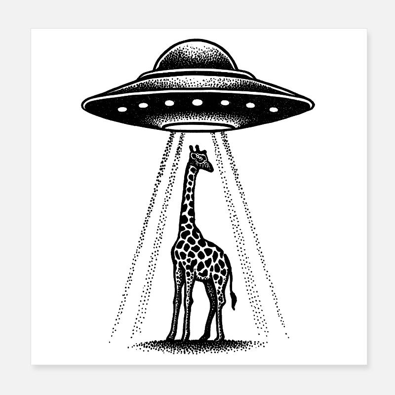 Alien Giraffe Poster 8" x 8" (20x20 cm)