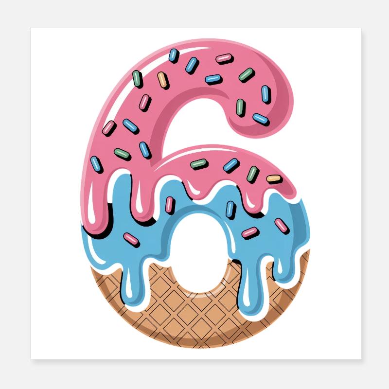 Anniversaire de la Glace Glace aux Gaufres Éclatées Poster 20 x 20 cm