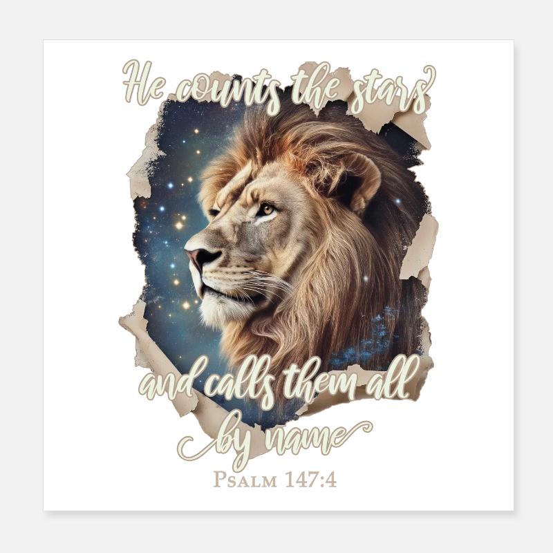 Löwe Bibelvers Christlich Poster 20x20 cm