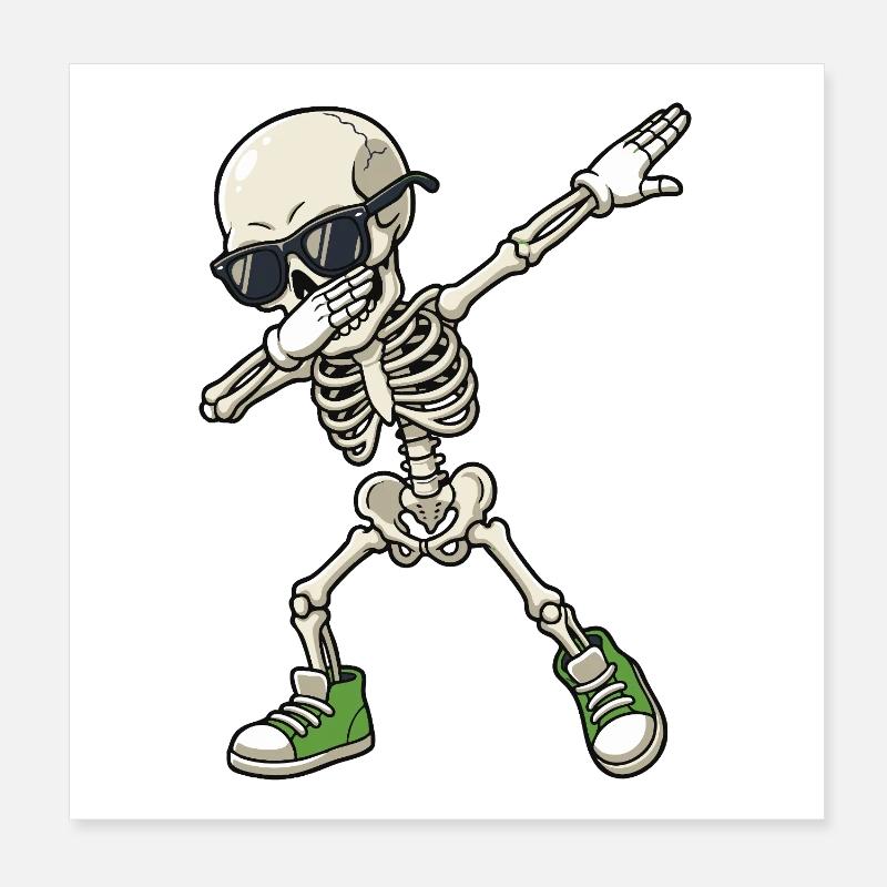 Dab Skeleton Cartoon Poster 20 x 20 cm