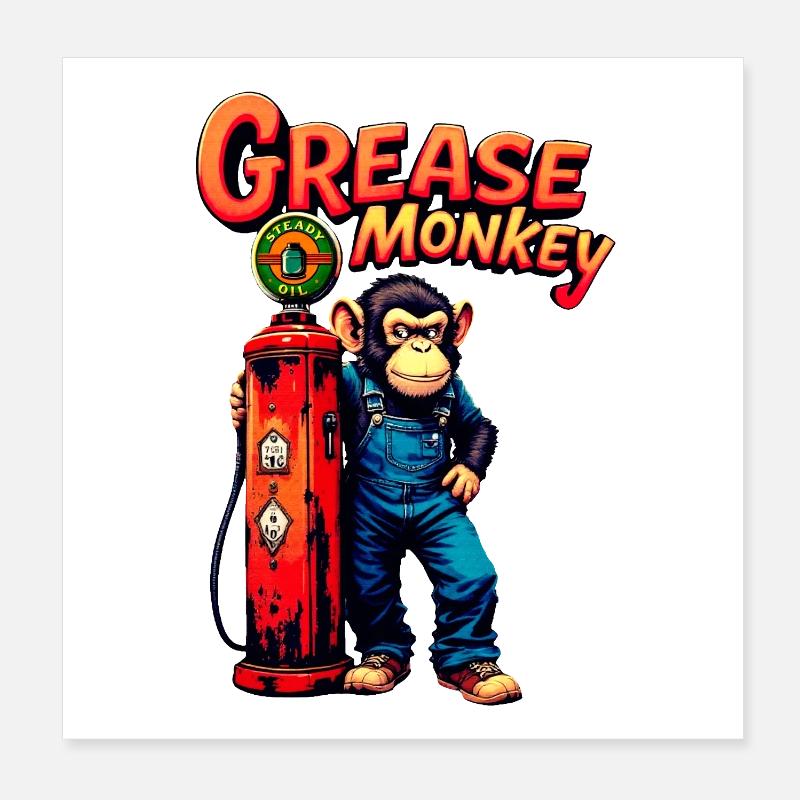 GreaseMonkey Retro Pump Design Poster 8" x 8" (20x20 cm)