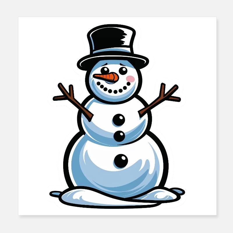 Winter magic, snowman in a top hat Poster 8" x 8" (20x20 cm)