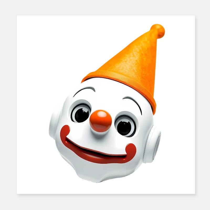 Clown face with orange hat Poster 8" x 8" (20x20 cm)