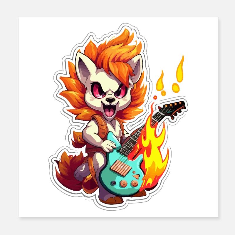 Feuerfuchs Guitarist Poster 8" x 8" (20x20 cm)