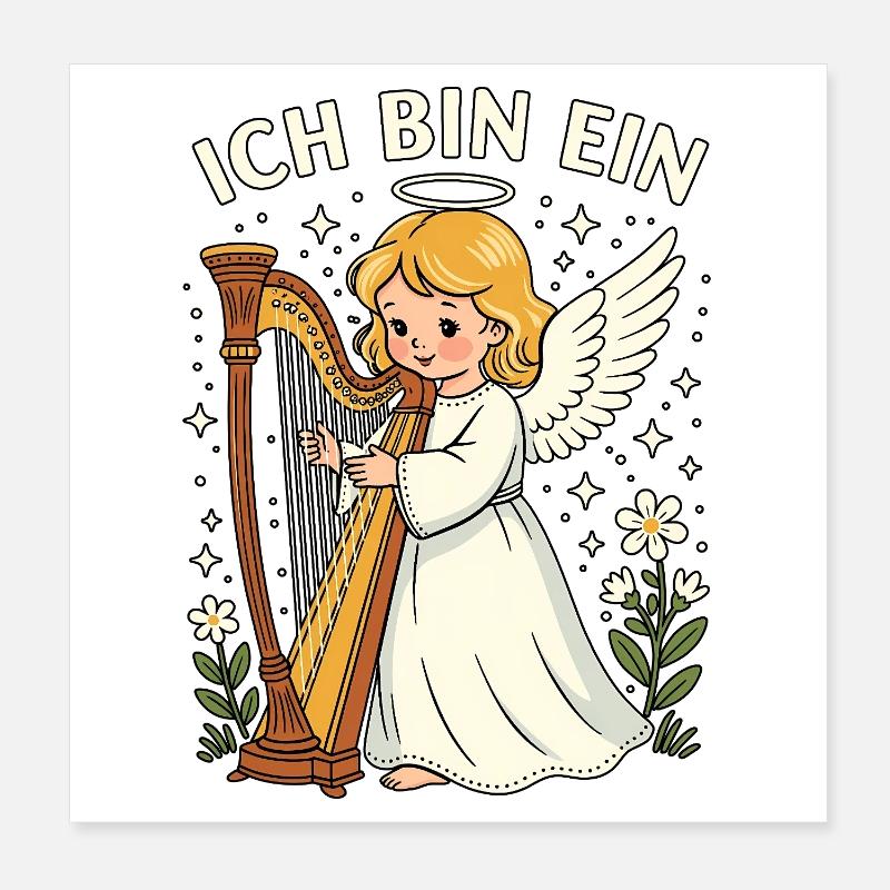 Engel Harfe Fasching Karneval Mädchen Kostüm  Poster 20x20 cm