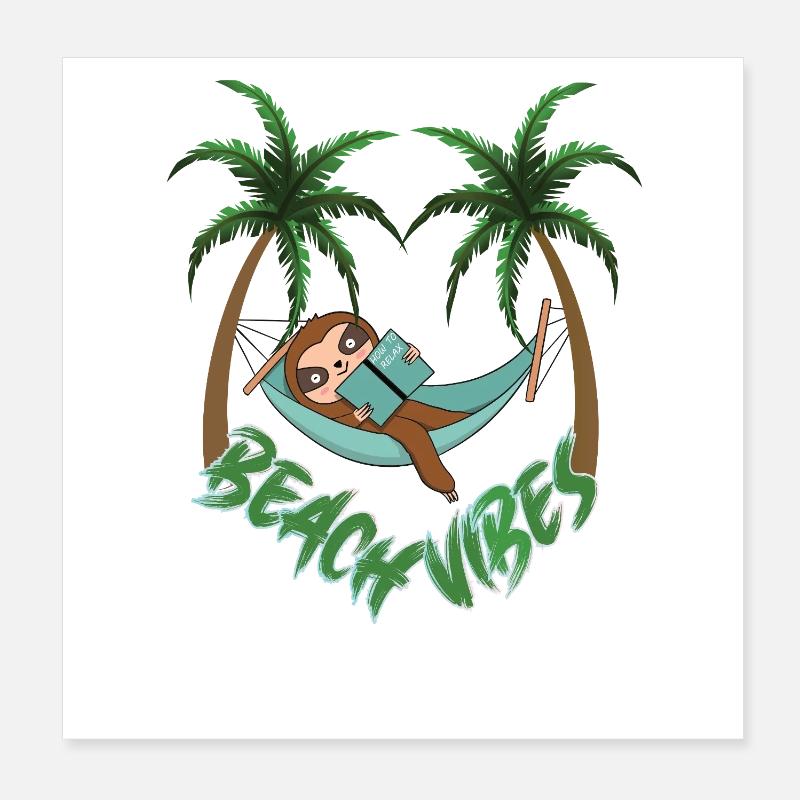 Hot to relax sloth beach Poster 20x20 cm