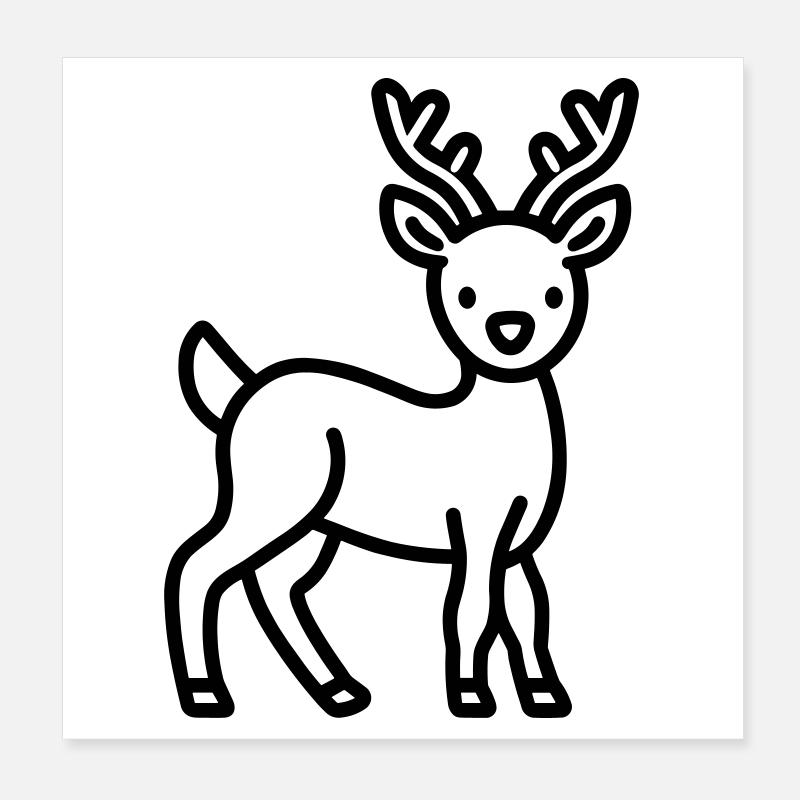 Hirsch - Poster 20x20 cm - Weiß
