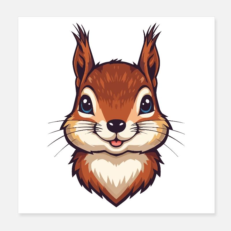 Süßer Eichhörnchen Kopf Poster 20x20 cm