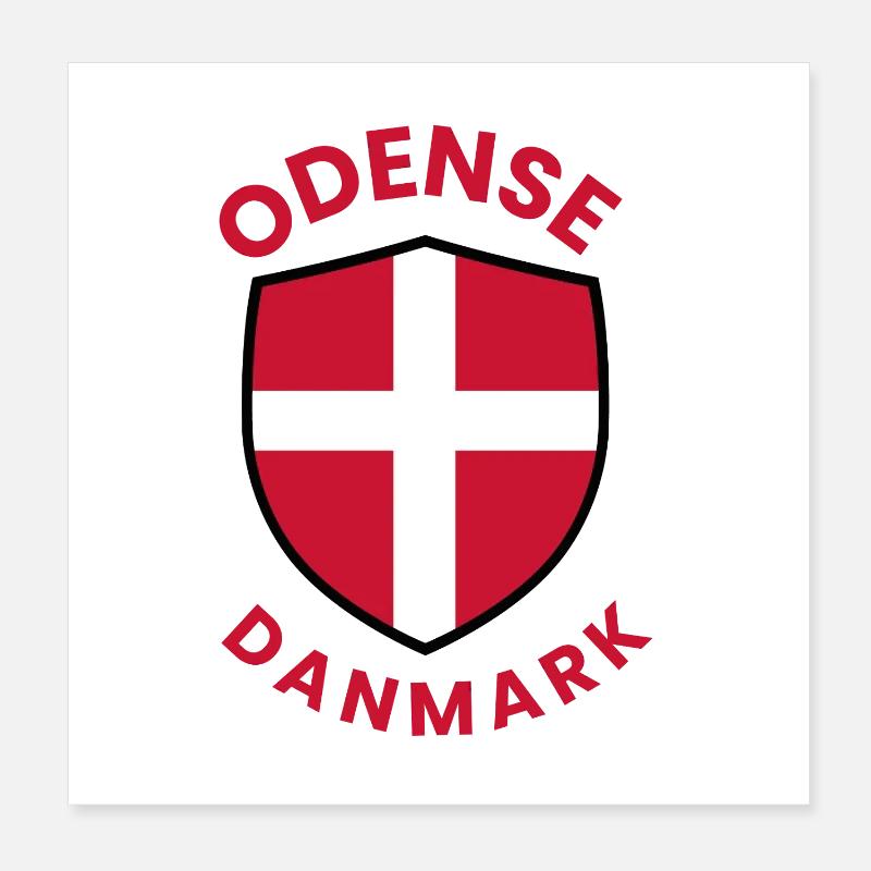 Odense Denmark Flag Crest Poster 8" x 8" (20x20 cm)